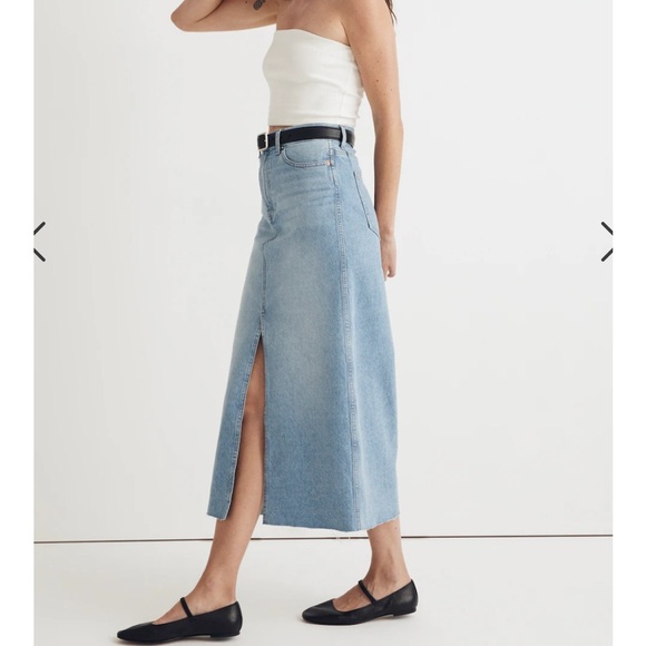 Denim Maxi Skirt in Merrimon Wash - Picture 2 of 8